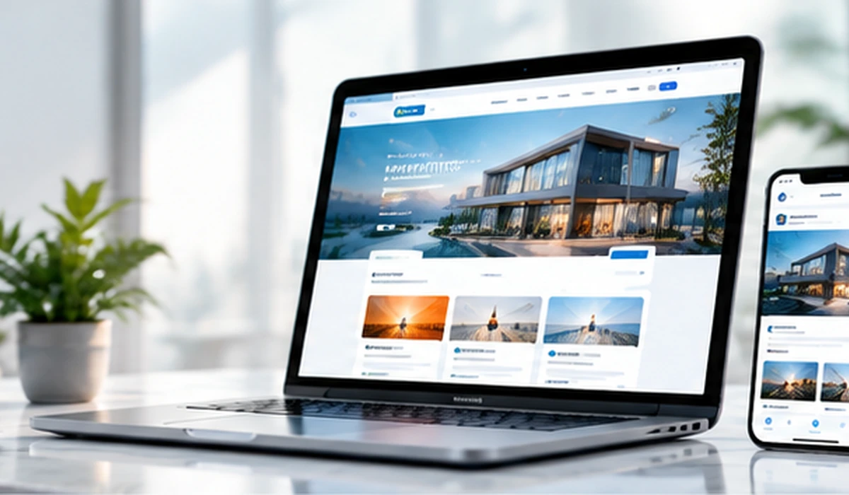 Illustration of a connected business website and web application